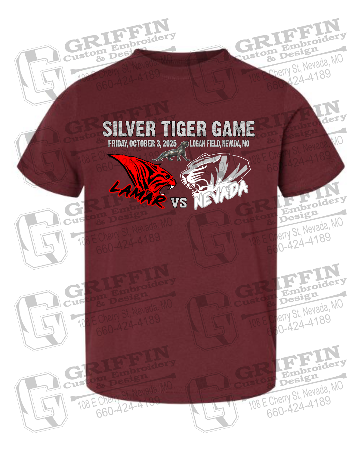 Toddler/Infant Cotton T-Shirt - Silver Tiger 2025 Football - Nevada Tigers 26-G