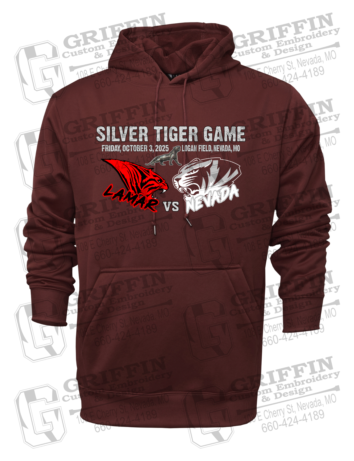 Performance Fleece Hoodie - Silver Tiger 2025 Football - Nevada Tigers 26-G