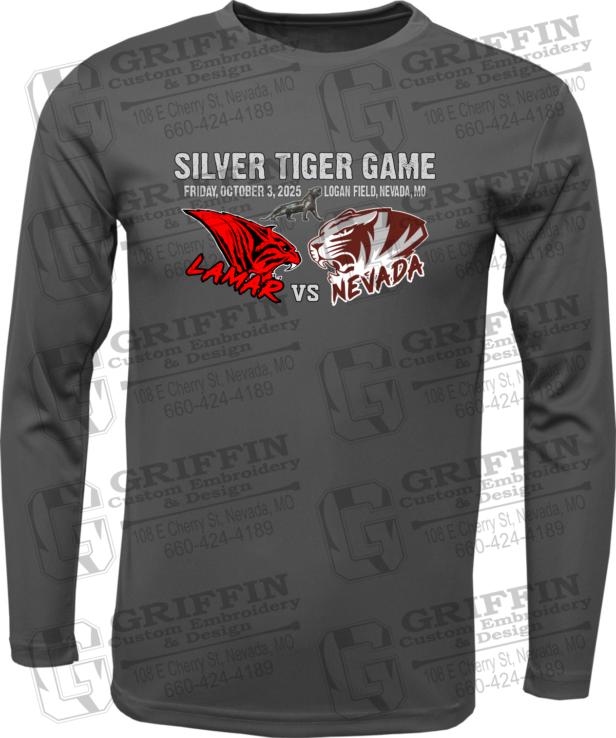 Dry-Fit Long Sleeve T-Shirt - Silver Tiger 2025 Football - Nevada Tigers 26-G