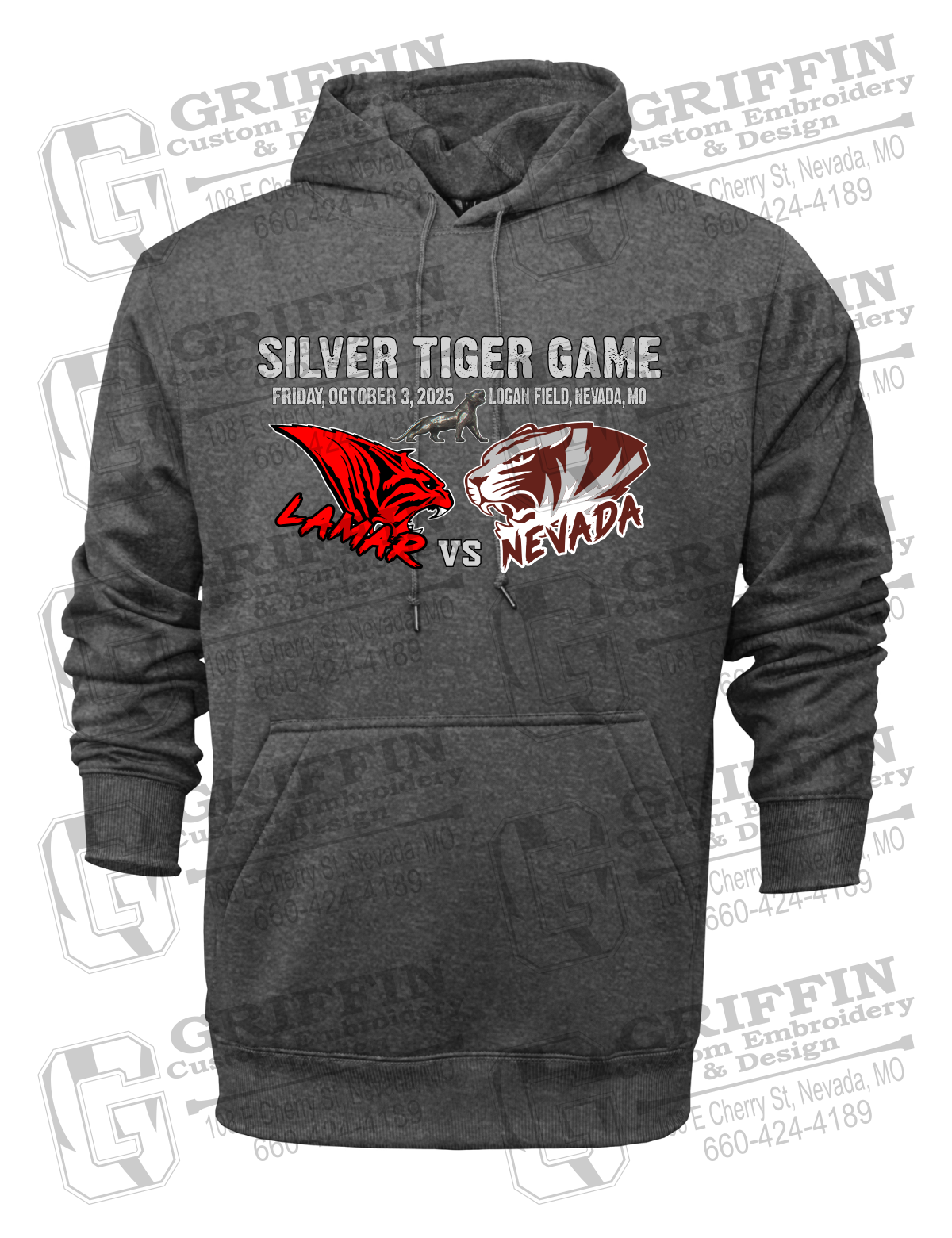 Performance Fleece Hoodie - Silver Tiger 2025 Football - Nevada Tigers 26-G