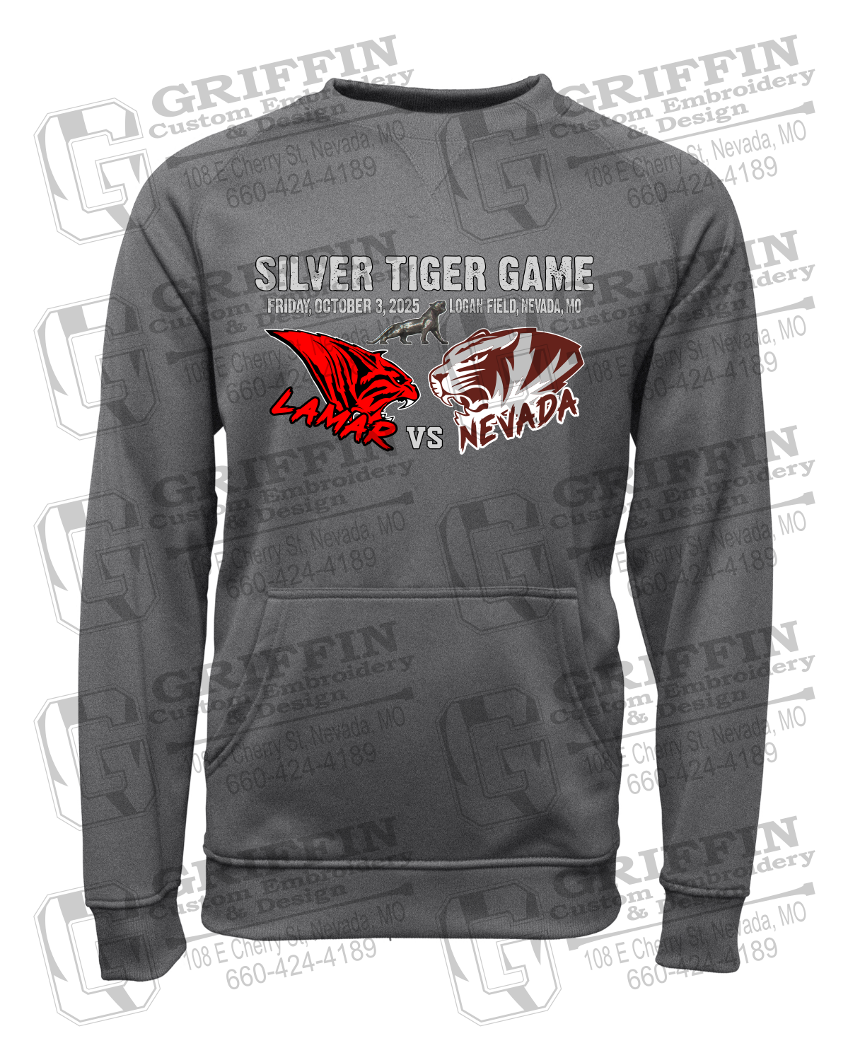 Performance Fleece Sweatshirt - Silver Tiger 2025 Football - Nevada Tigers 26-G