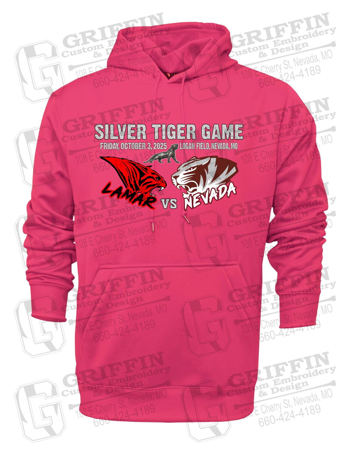 Performance Fleece Hoodie - Silver Tiger 2025 Football - Nevada Tigers 26-G