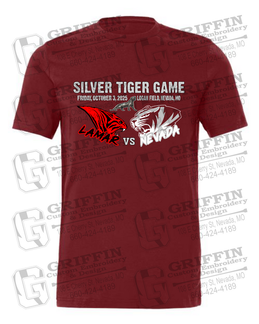 Cotton Short Sleeve T-Shirt - Silver Tiger 2025 Football - Nevada Tigers 26-G