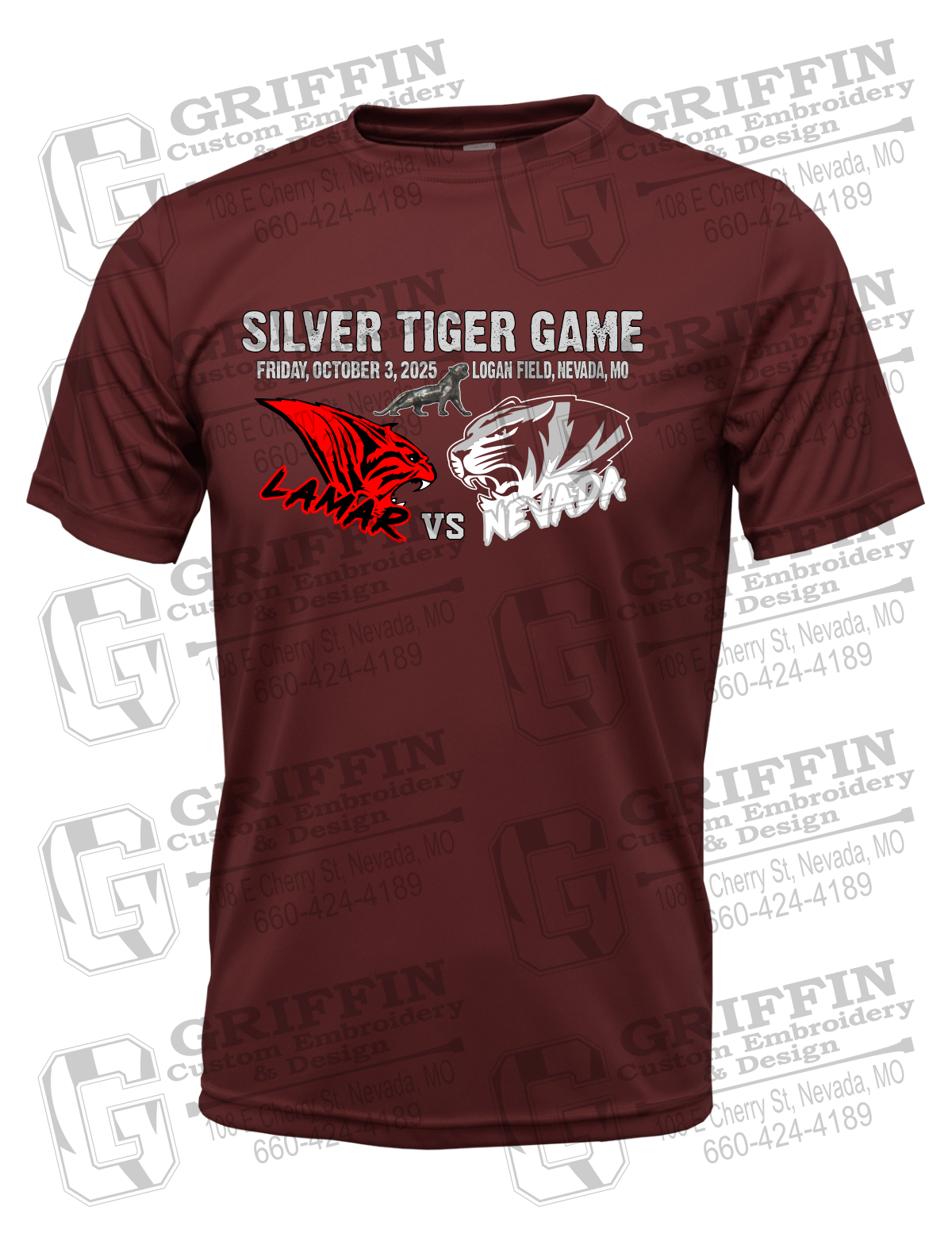 Dry-Fit Short Sleeve T-Shirt - Silver Tiger 2025 Football - Nevada Tigers 26-G