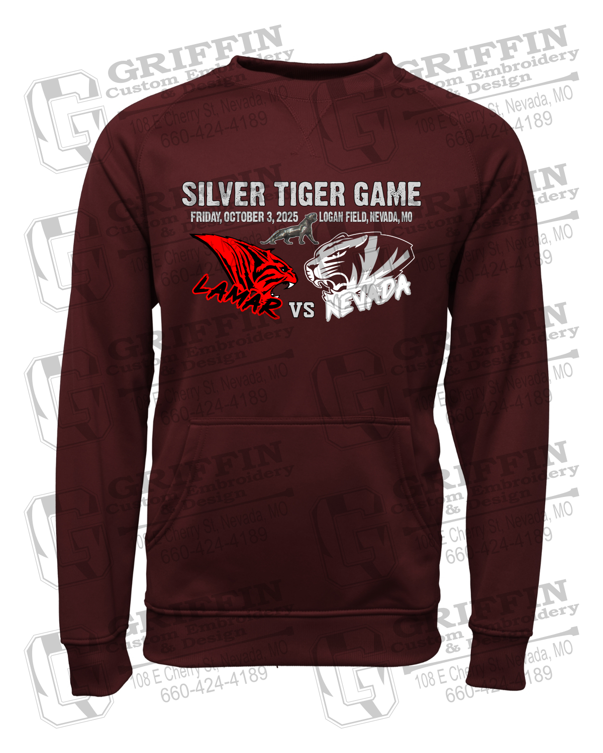 Performance Fleece Sweatshirt - Silver Tiger 2025 Football - Nevada Tigers 26-G