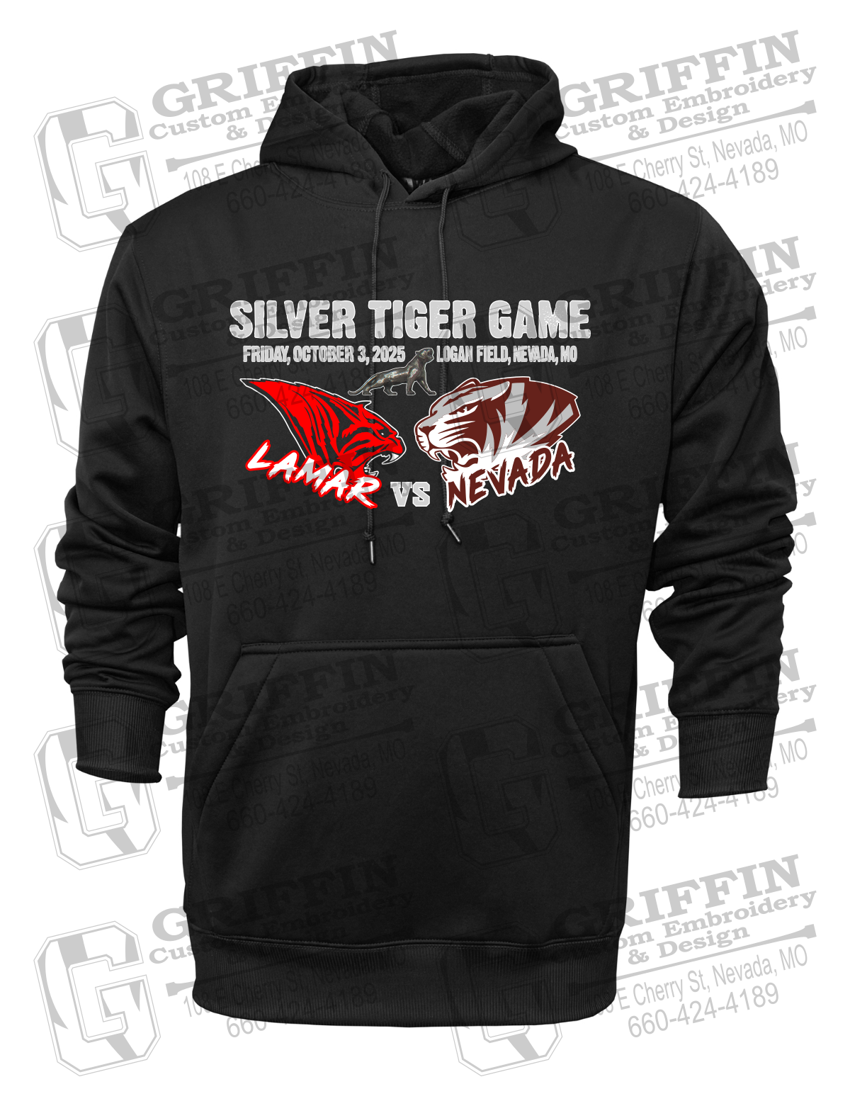 Performance Fleece Hoodie - Silver Tiger 2025 Football - Nevada Tigers 26-G