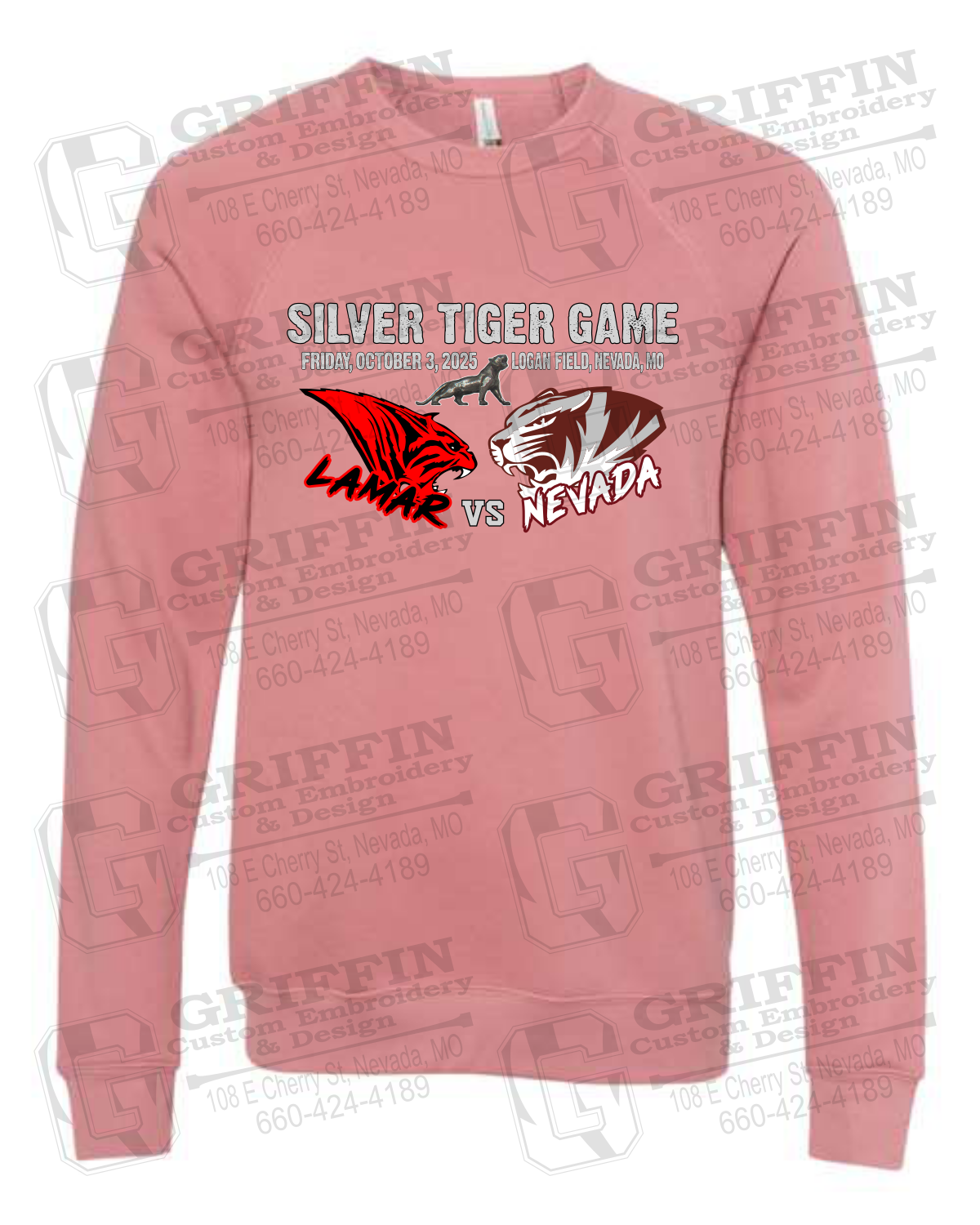 Sponge Fleece Sweatshirt - Silver Tiger 2025 Football - Nevada Tigers 26-G