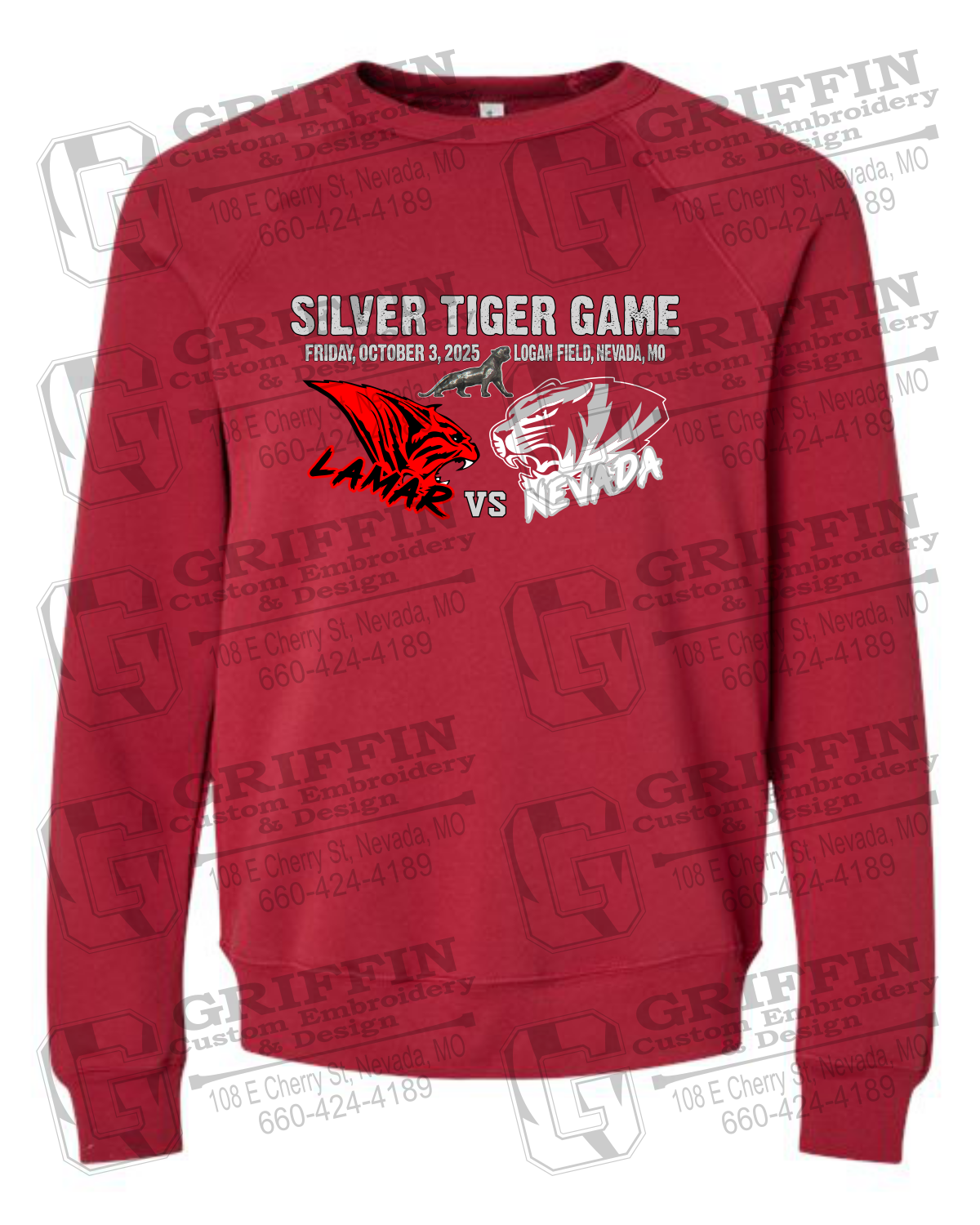 Sponge Fleece Sweatshirt - Silver Tiger 2025 Football - Nevada Tigers 26-G