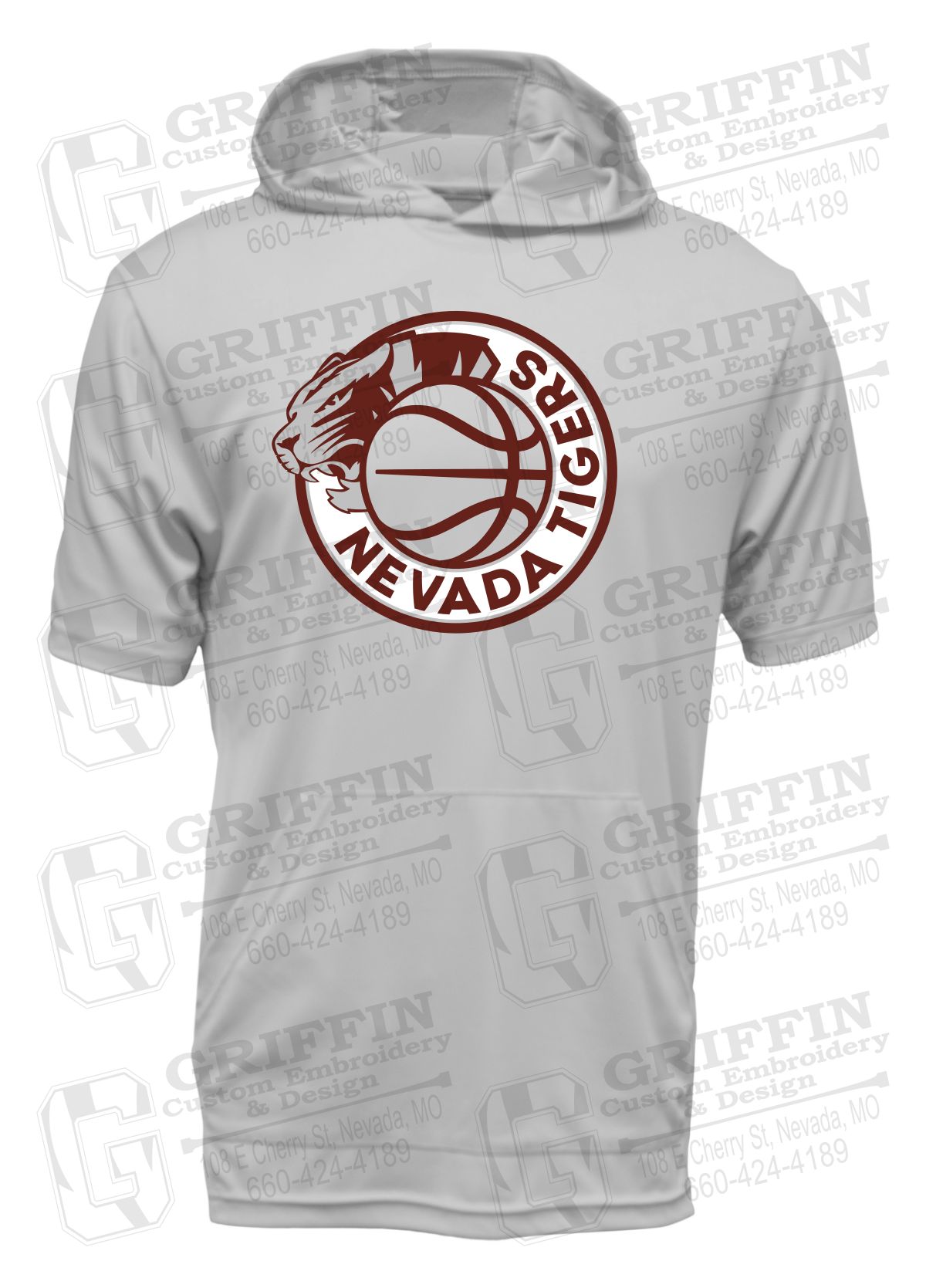 Dry-Fit Short Sleeve T-Shirt Hoodie - Basketball - Nevada Tigers 26-J