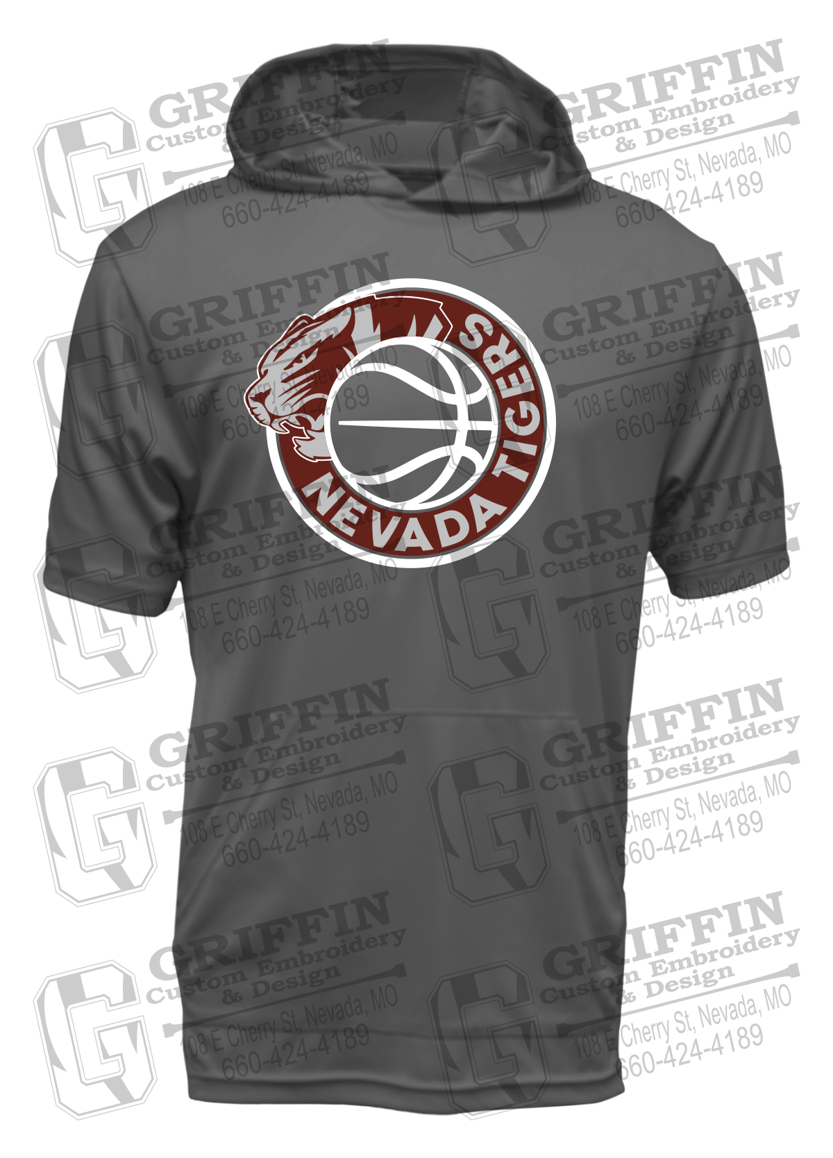 Dry-Fit Short Sleeve T-Shirt Hoodie - Basketball - Nevada Tigers 26-J