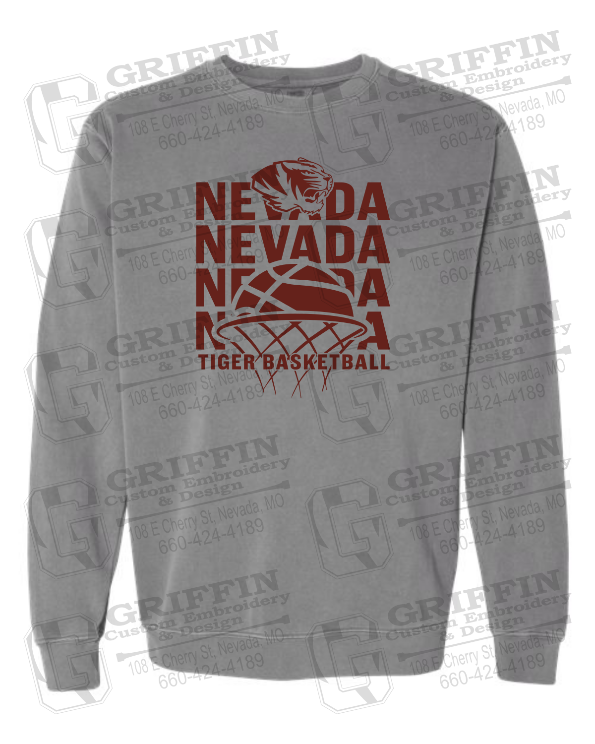 Comfort Colors Crewneck Sweatshirt - Basketball - Nevada Tigers 26-L