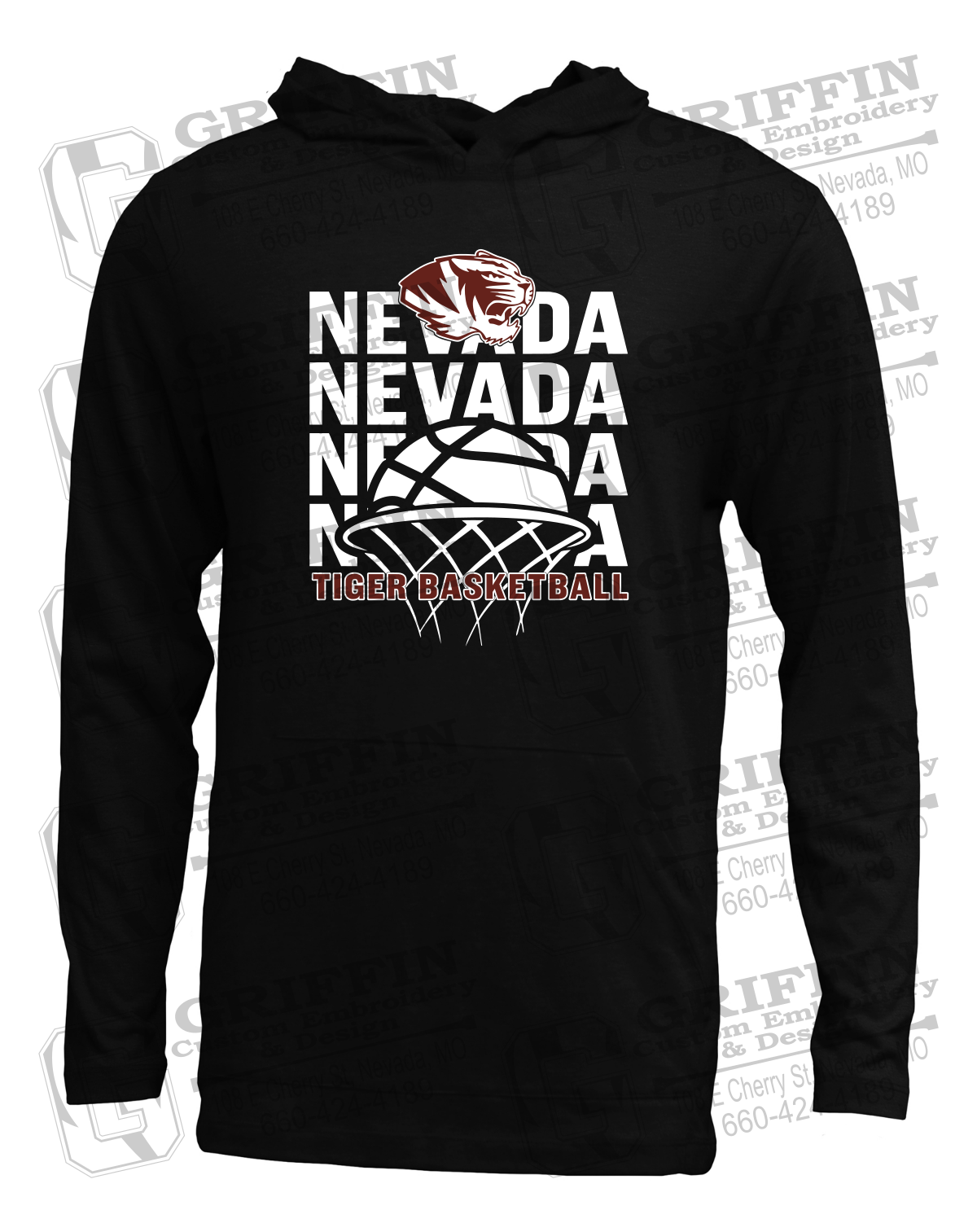 Soft-Tek T-Shirt Hoodie - Basketball - Nevada Tigers 26-L