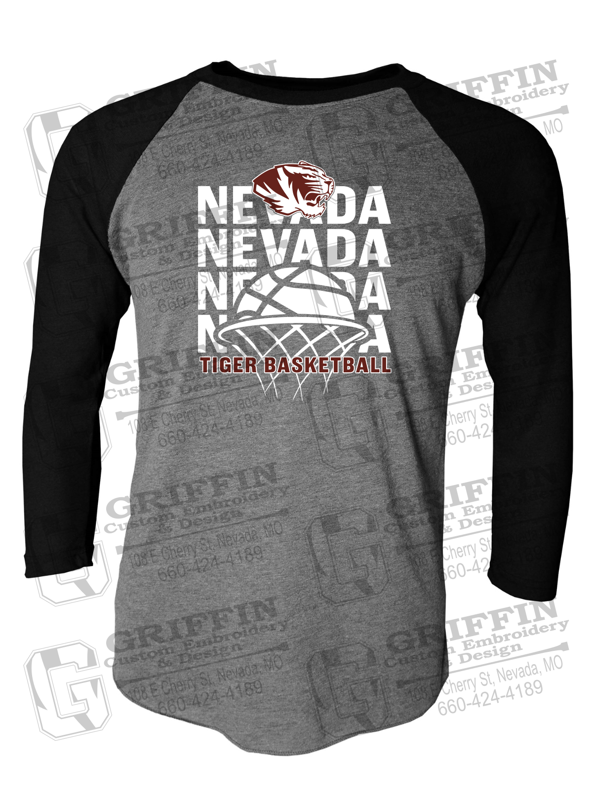 Tri-Blend Raglan Sleeve T-Shirt - Basketball - Nevada Tigers 25-L