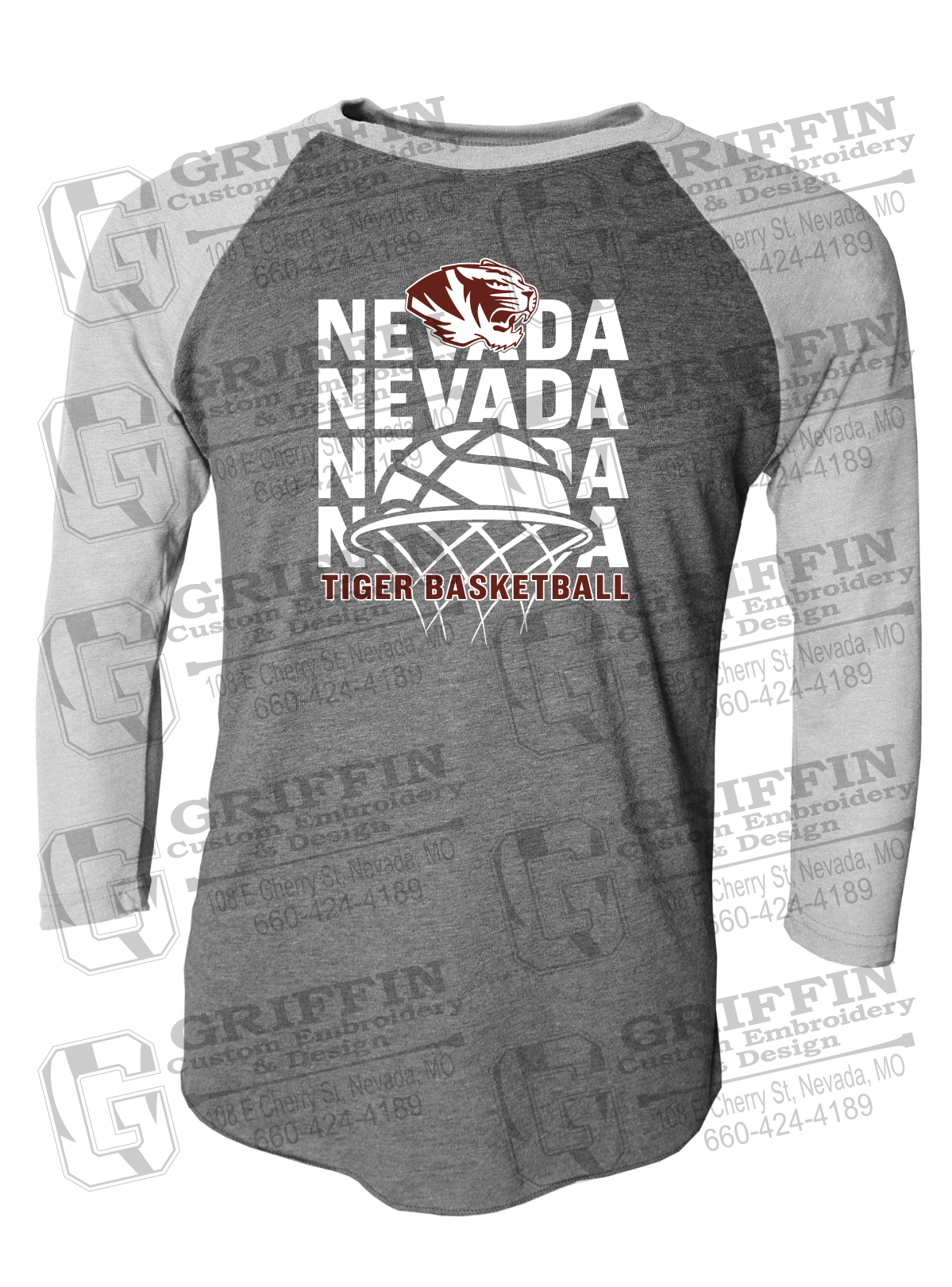 Tri-Blend Raglan Sleeve T-Shirt - Basketball - Nevada Tigers 25-L