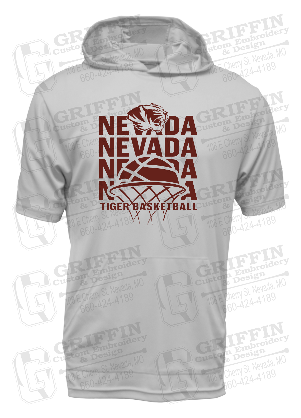 Dry-Fit Short Sleeve T-Shirt Hoodie - Basketball - Nevada Tigers 26-L