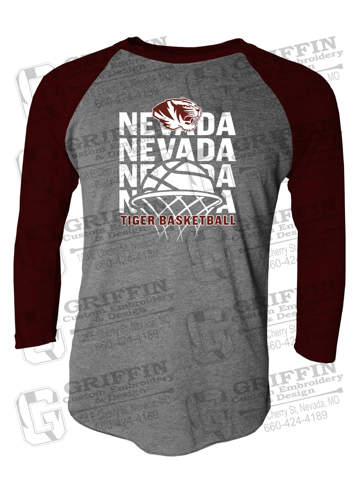 Tri-Blend Raglan Sleeve T-Shirt - Basketball - Nevada Tigers 25-L