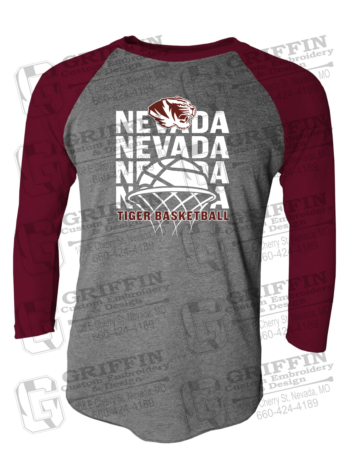 Tri-Blend Raglan Sleeve T-Shirt - Basketball - Nevada Tigers 25-L