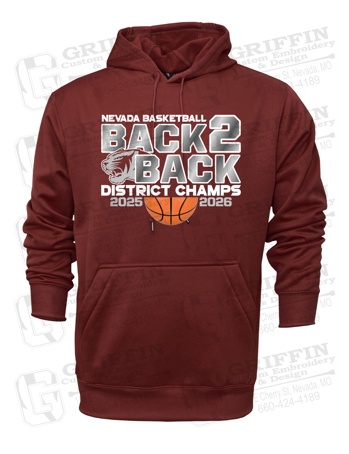 Performance Fleece Hoodie - 2026 District Champs Boys Basketball - Nevada Tigers 26-O