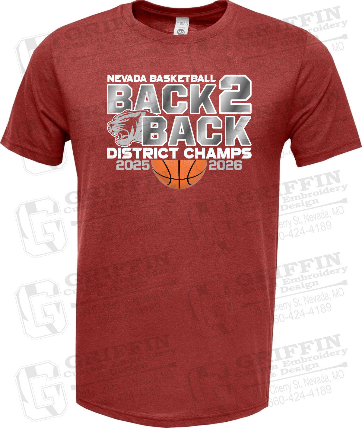 TEAM SHIRT - Adult Short Sleeve T-Shirt - 2026 District Champs Boys Basketball - Nevada Tigers 26-O