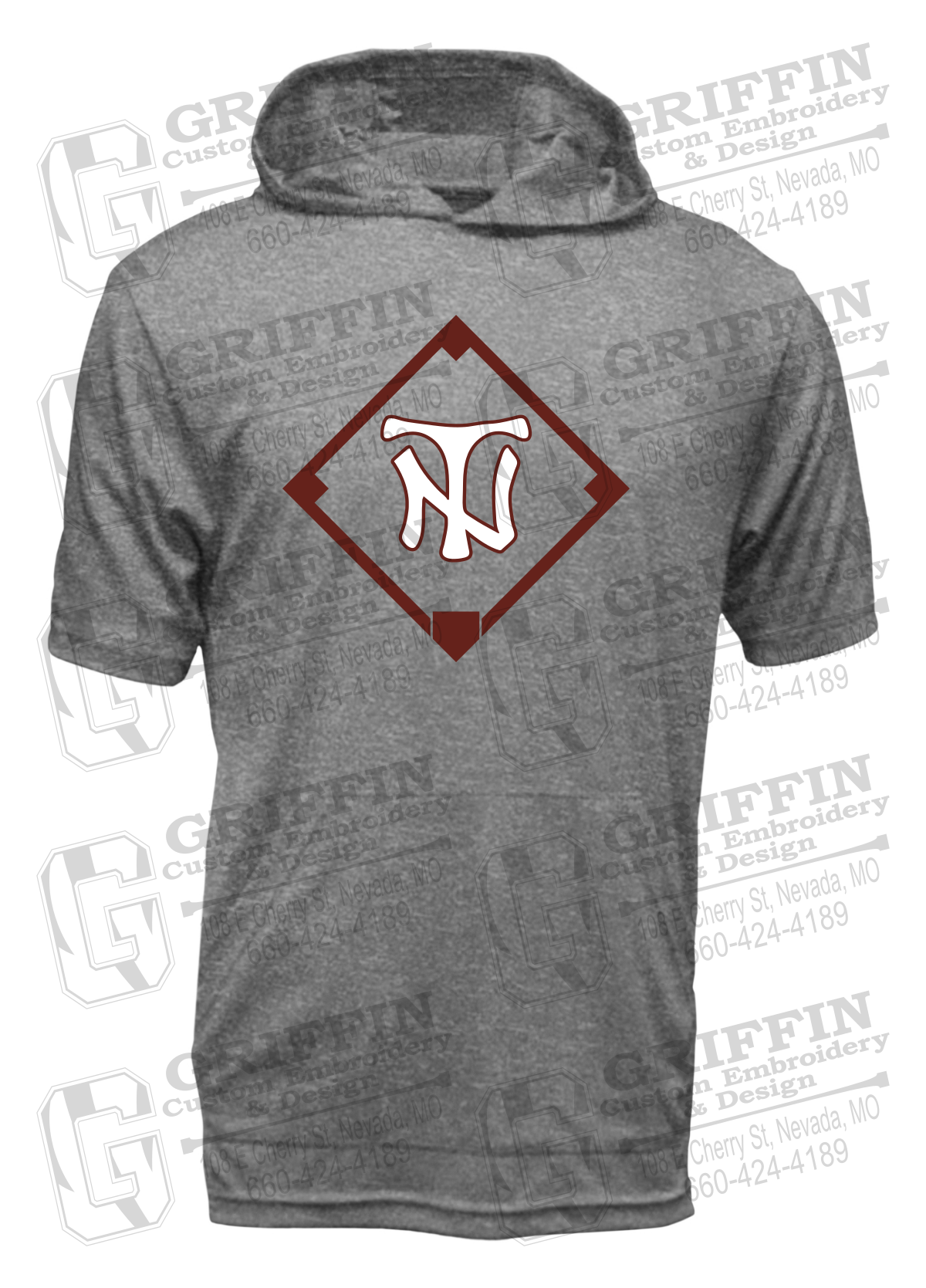 Dry-Fit Short Sleeve T-Shirt Hoodie - Baseball - Nevada Tigers 26-P