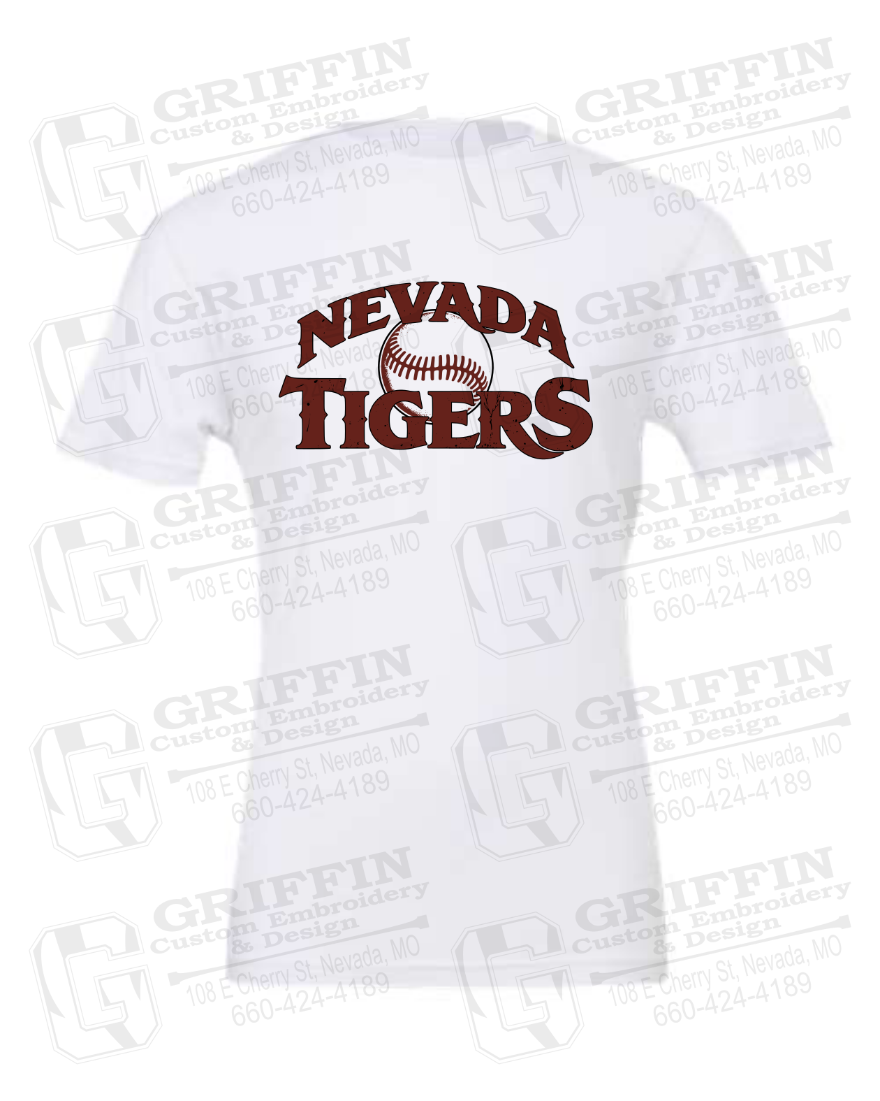 Cotton Short Sleeve T-Shirt - Baseball - Nevada Tigers 26-R