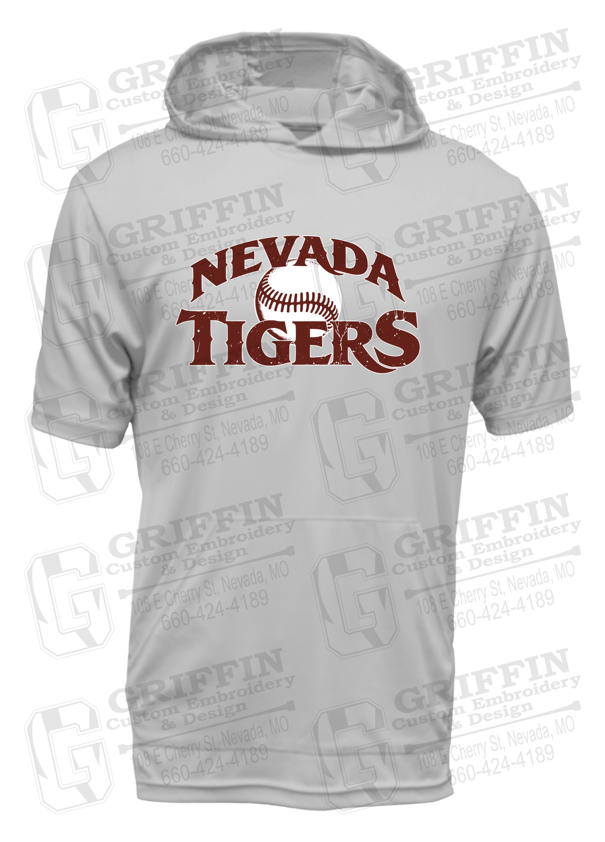 Dry-Fit Short Sleeve T-Shirt Hoodie - Baseball - Nevada Tigers 26-R