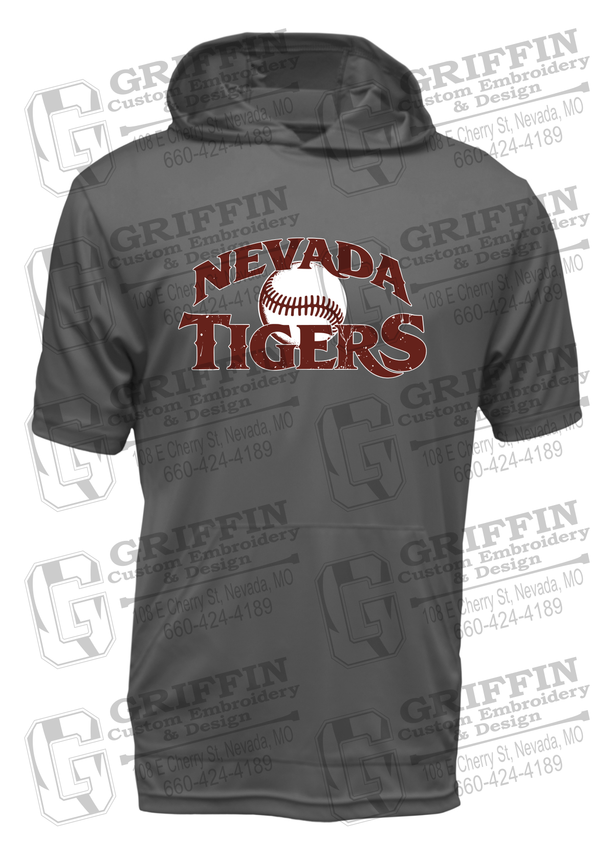 Dry-Fit Short Sleeve T-Shirt Hoodie - Baseball - Nevada Tigers 26-R