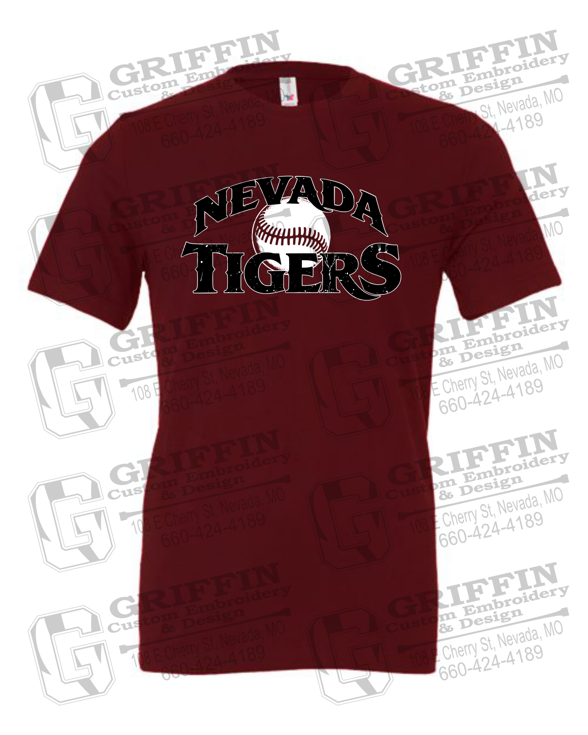 Cotton Short Sleeve T-Shirt - Baseball - Nevada Tigers 26-R