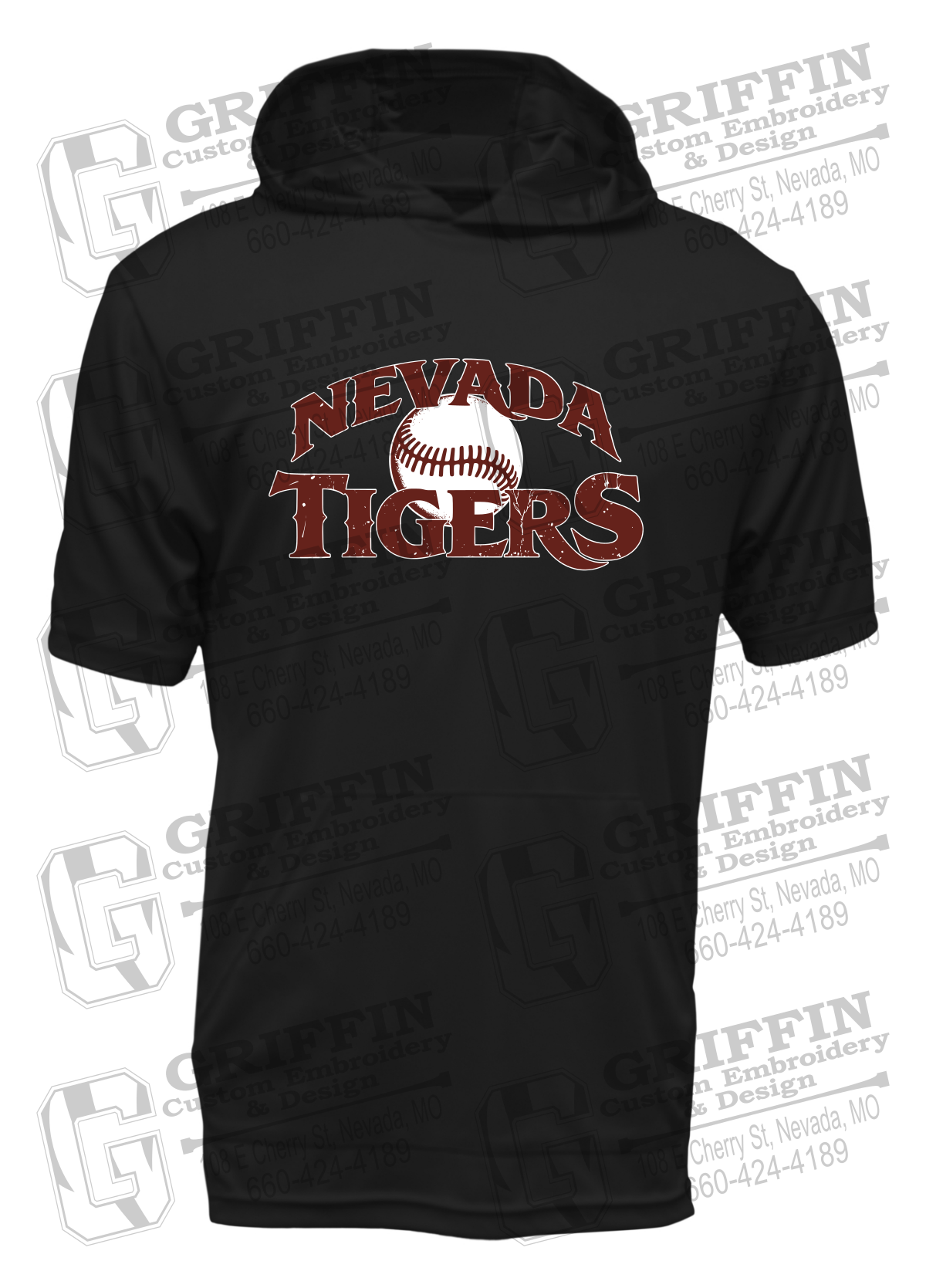 Dry-Fit Short Sleeve T-Shirt Hoodie - Baseball - Nevada Tigers 26-R