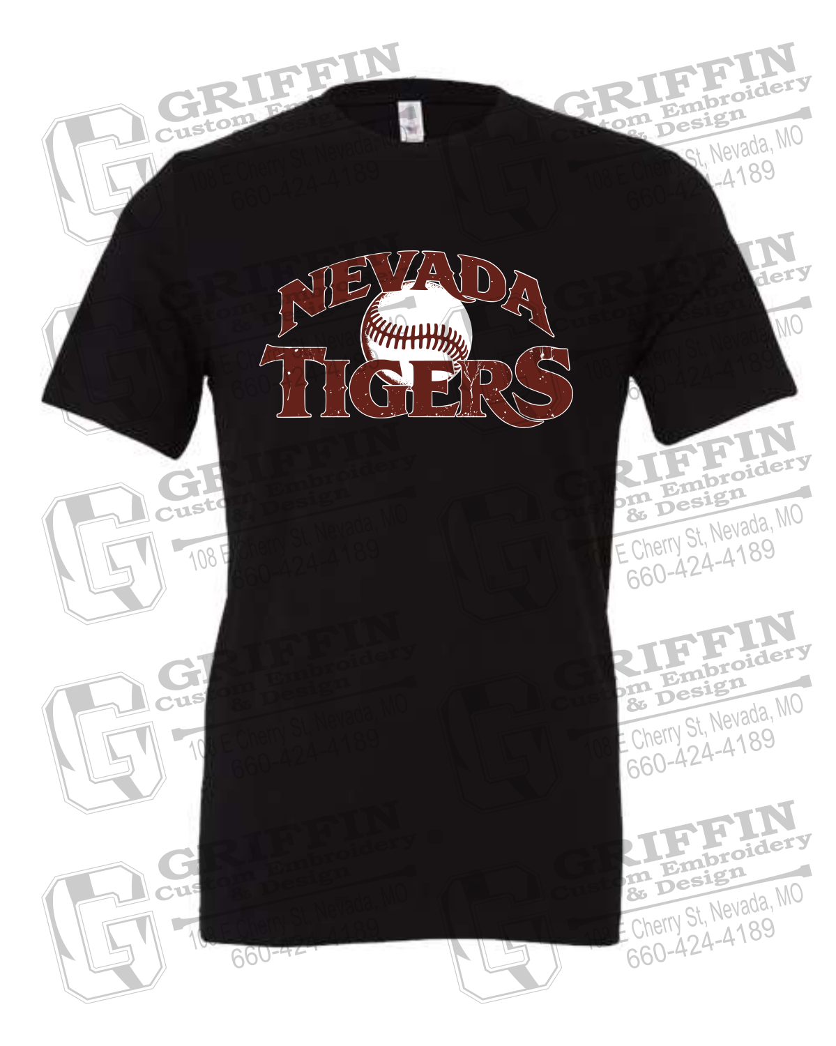 Cotton Short Sleeve T-Shirt - Baseball - Nevada Tigers 26-R