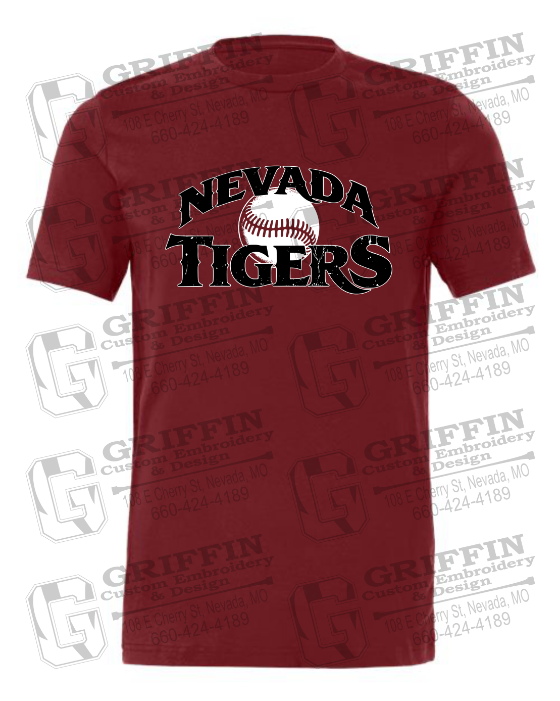 Cotton Short Sleeve T-Shirt - Baseball - Nevada Tigers 26-R