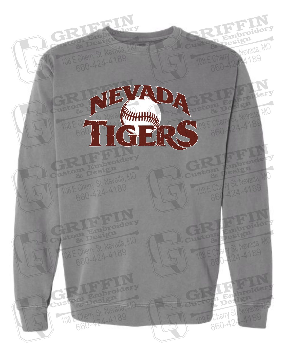 Comfort Colors Crewneck Sweatshirt - Baseball - Nevada Tigers 26-R