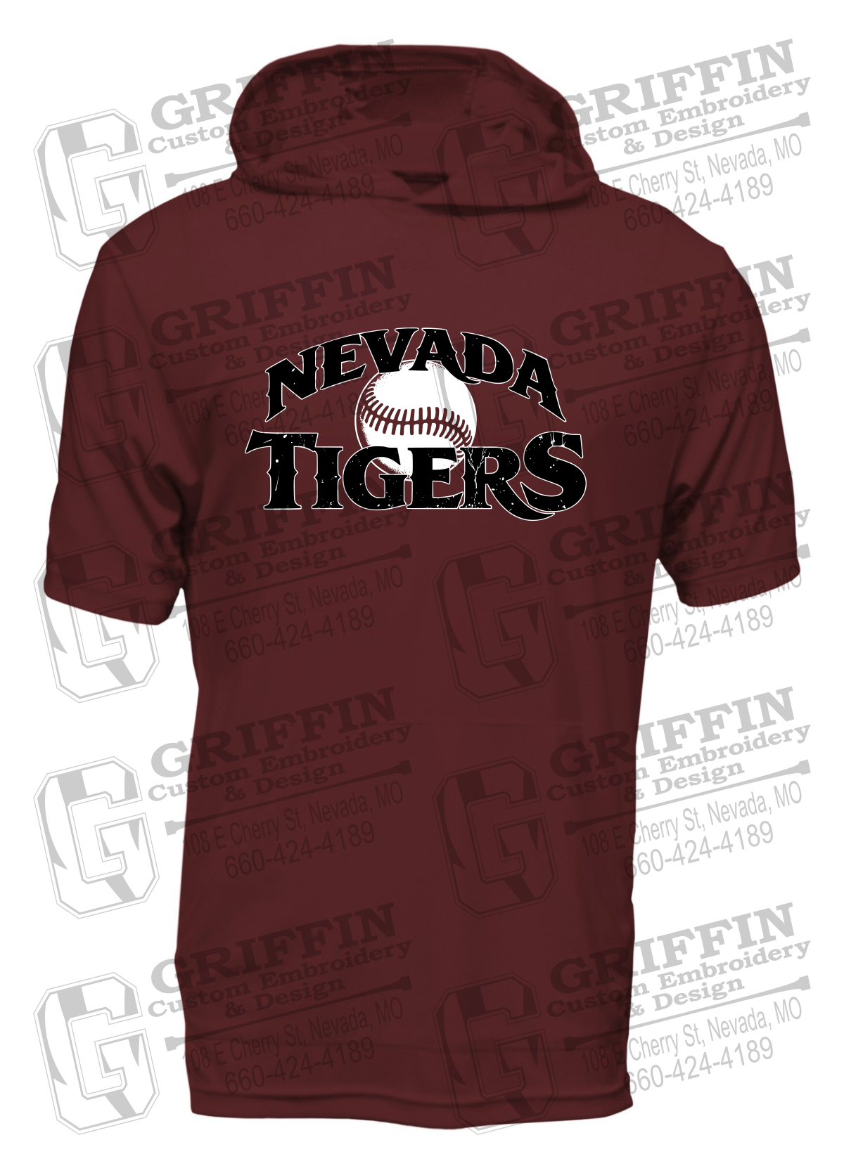 Dry-Fit Short Sleeve T-Shirt Hoodie - Baseball - Nevada Tigers 26-R