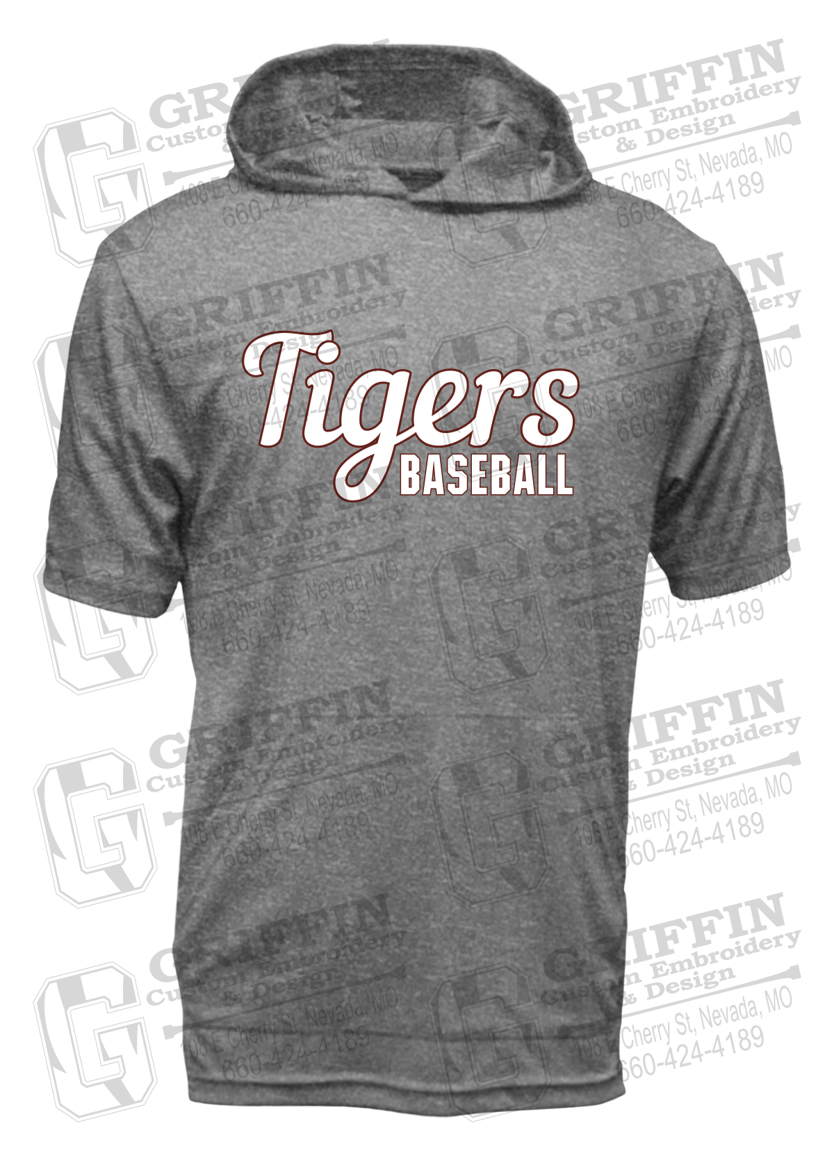 Dry-Fit Short Sleeve T-Shirt Hoodie - Baseball - Nevada Tigers 26-S