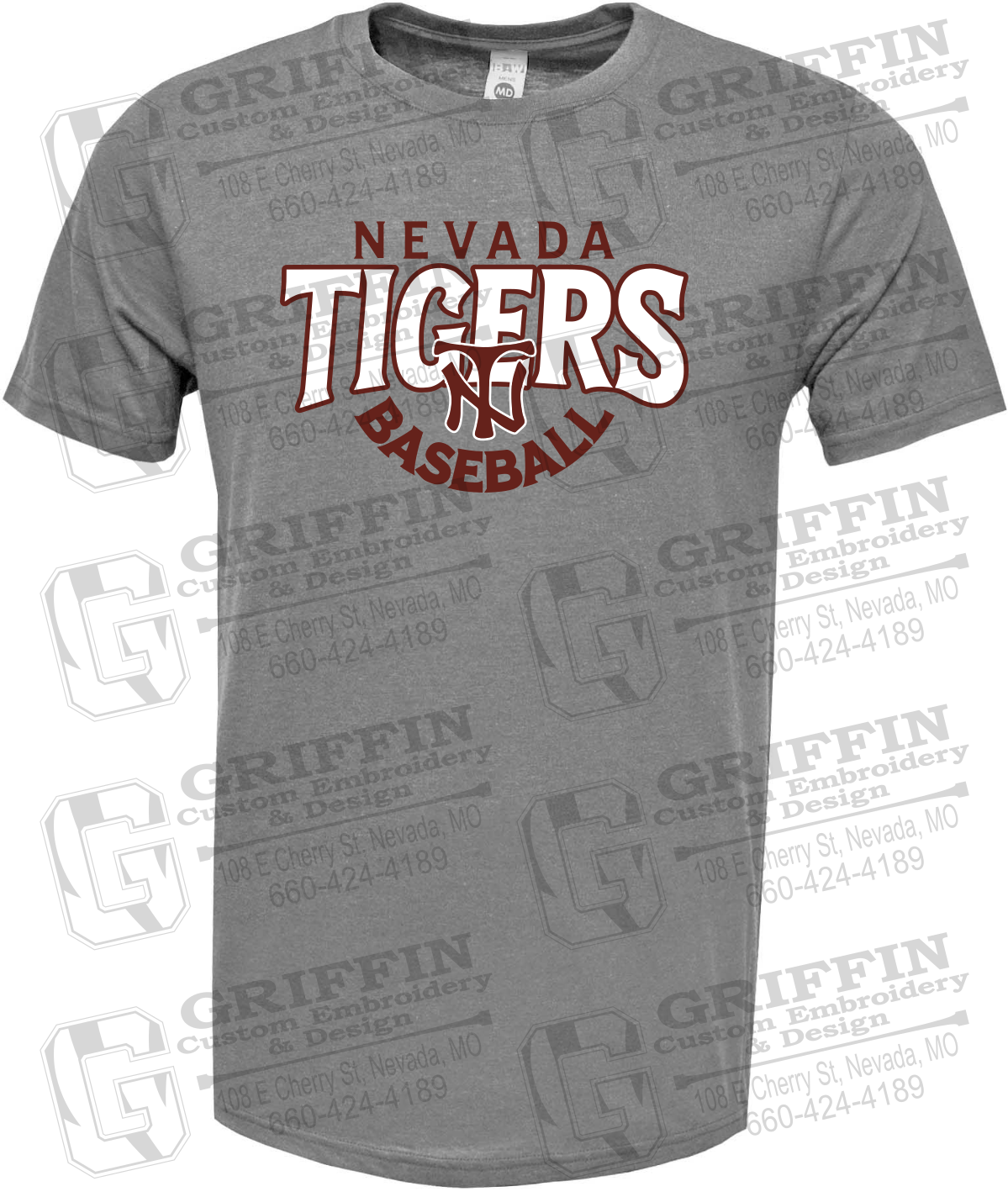 Soft-Tek Short Sleeve T-Shirt - Baseball - Nevada Tigers 26-T