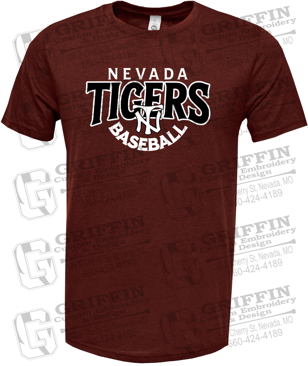 Soft-Tek Short Sleeve T-Shirt - Baseball - Nevada Tigers 26-T
