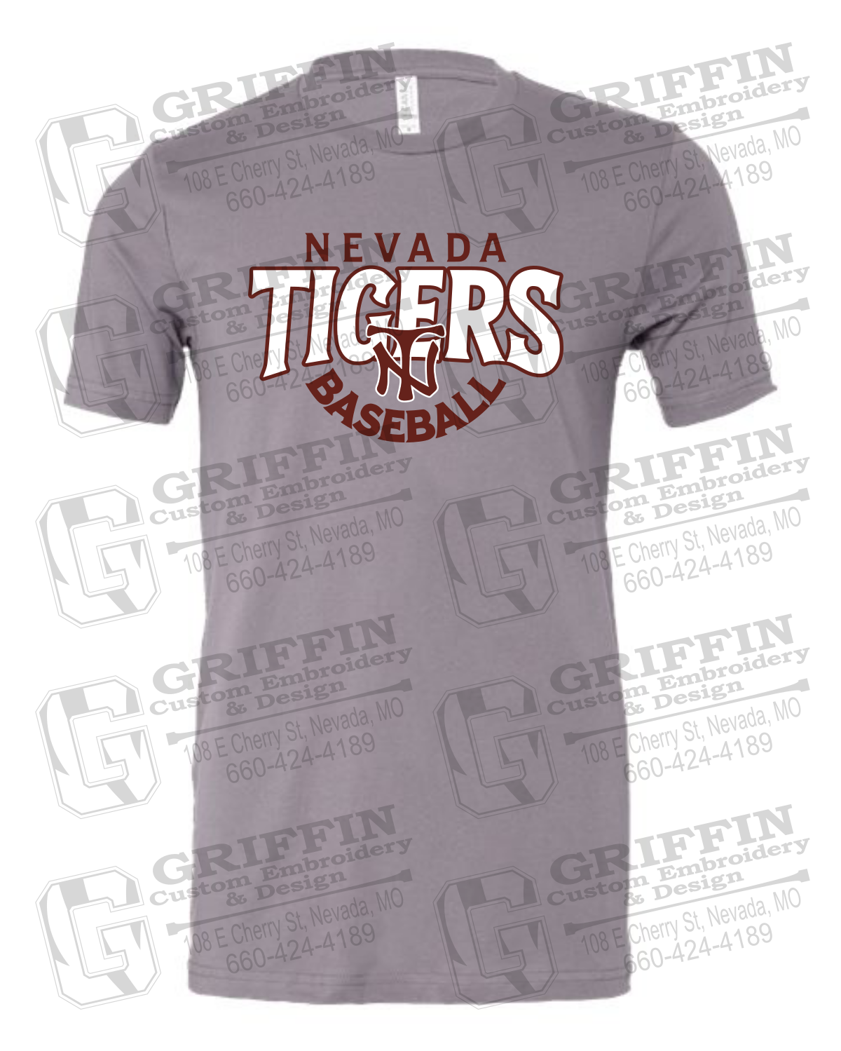 Cotton Short Sleeve T-Shirt - Baseball - Nevada Tigers 26-T