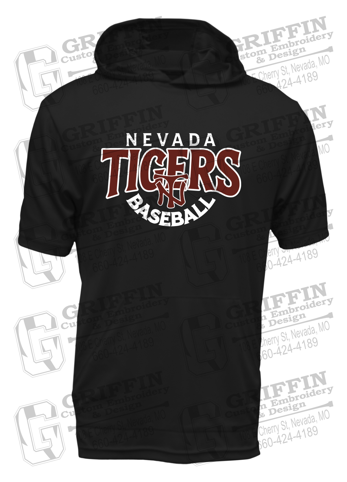 Dry-Fit Short Sleeve T-Shirt Hoodie - Baseball - Nevada Tigers 26-T