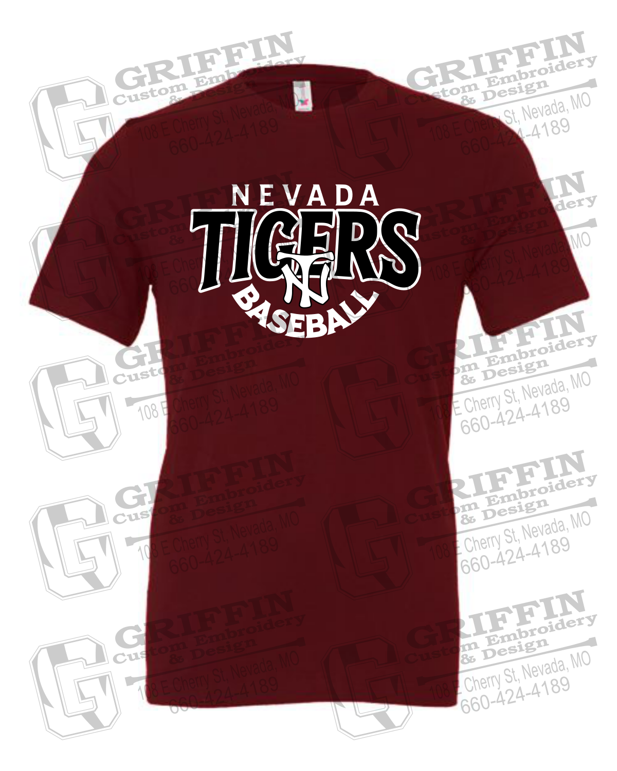 Cotton Short Sleeve T-Shirt - Baseball - Nevada Tigers 26-T