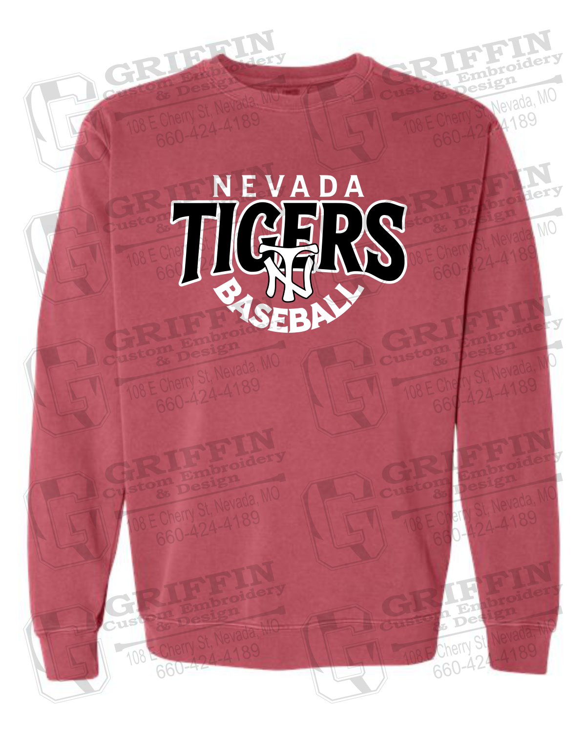 Comfort Colors Crewneck Sweatshirt - Baseball - Nevada Tigers 26-T