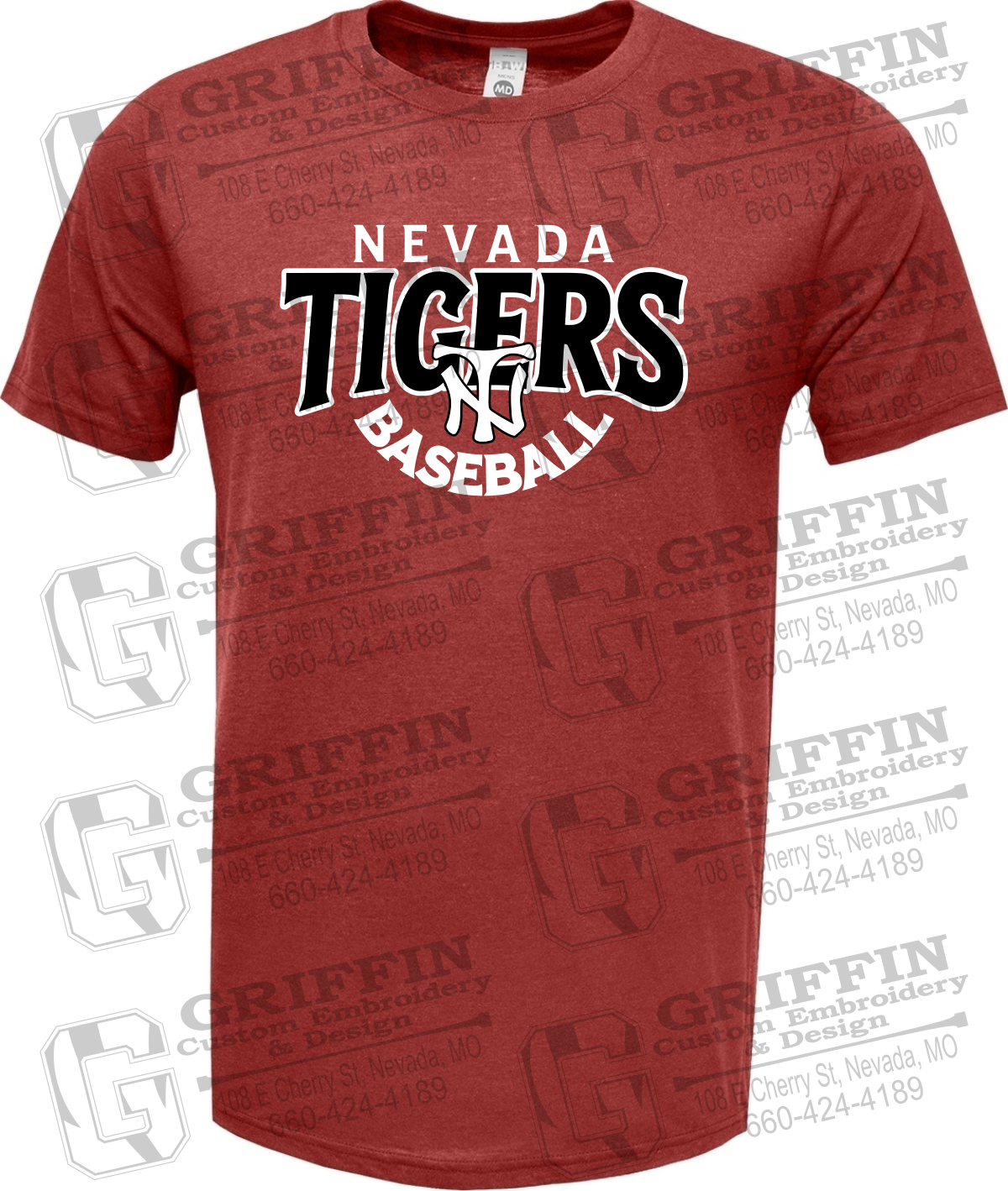 Soft-Tek Short Sleeve T-Shirt - Baseball - Nevada Tigers 26-T