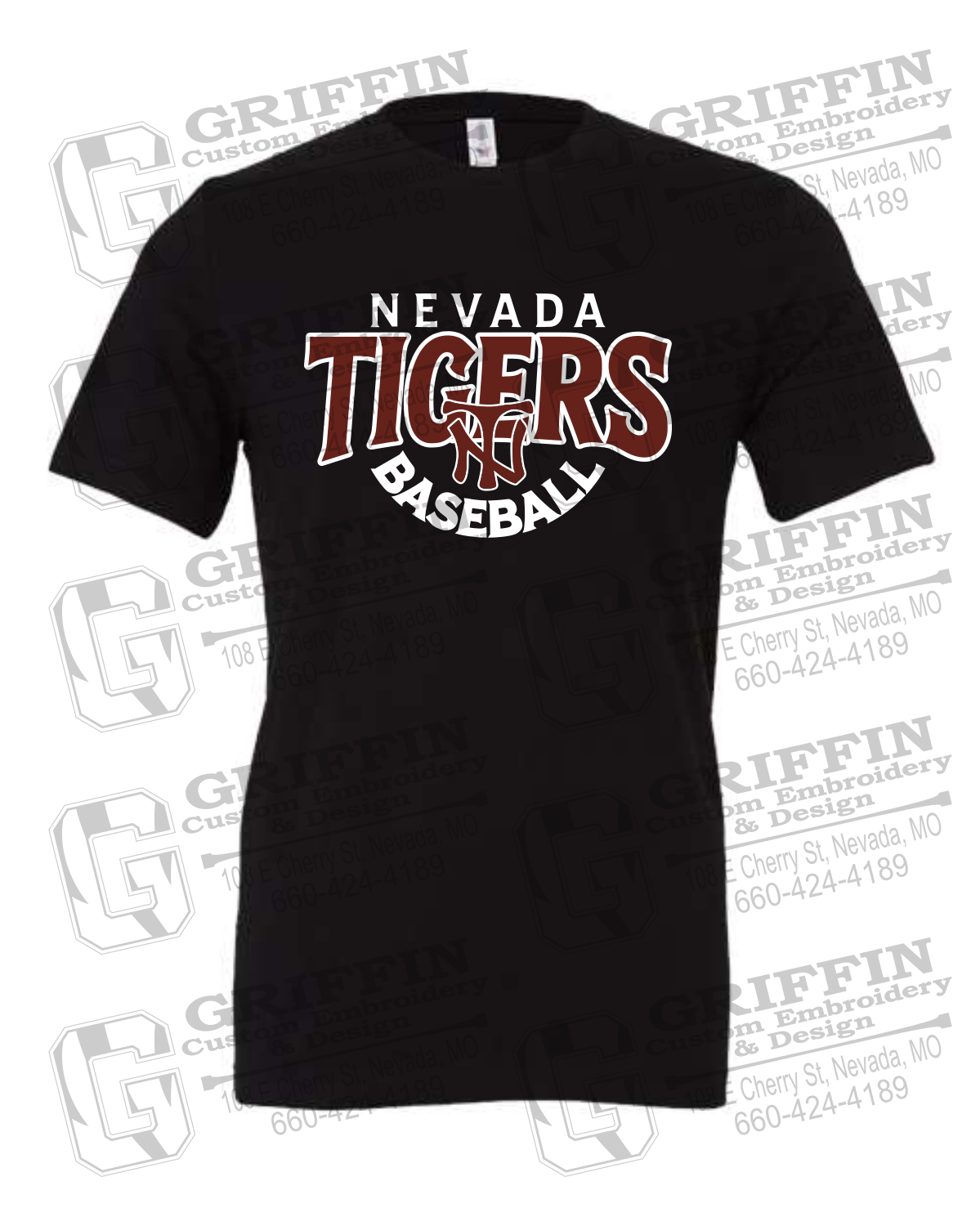 Cotton Short Sleeve T-Shirt - Baseball - Nevada Tigers 26-T