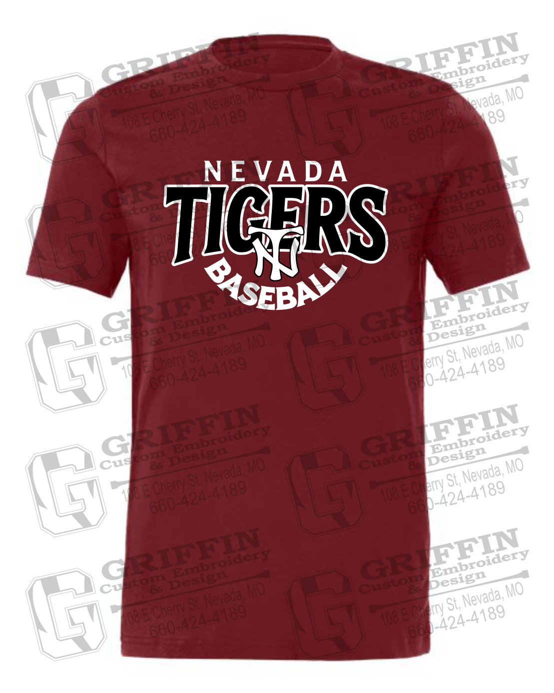 Cotton Short Sleeve T-Shirt - Baseball - Nevada Tigers 26-T