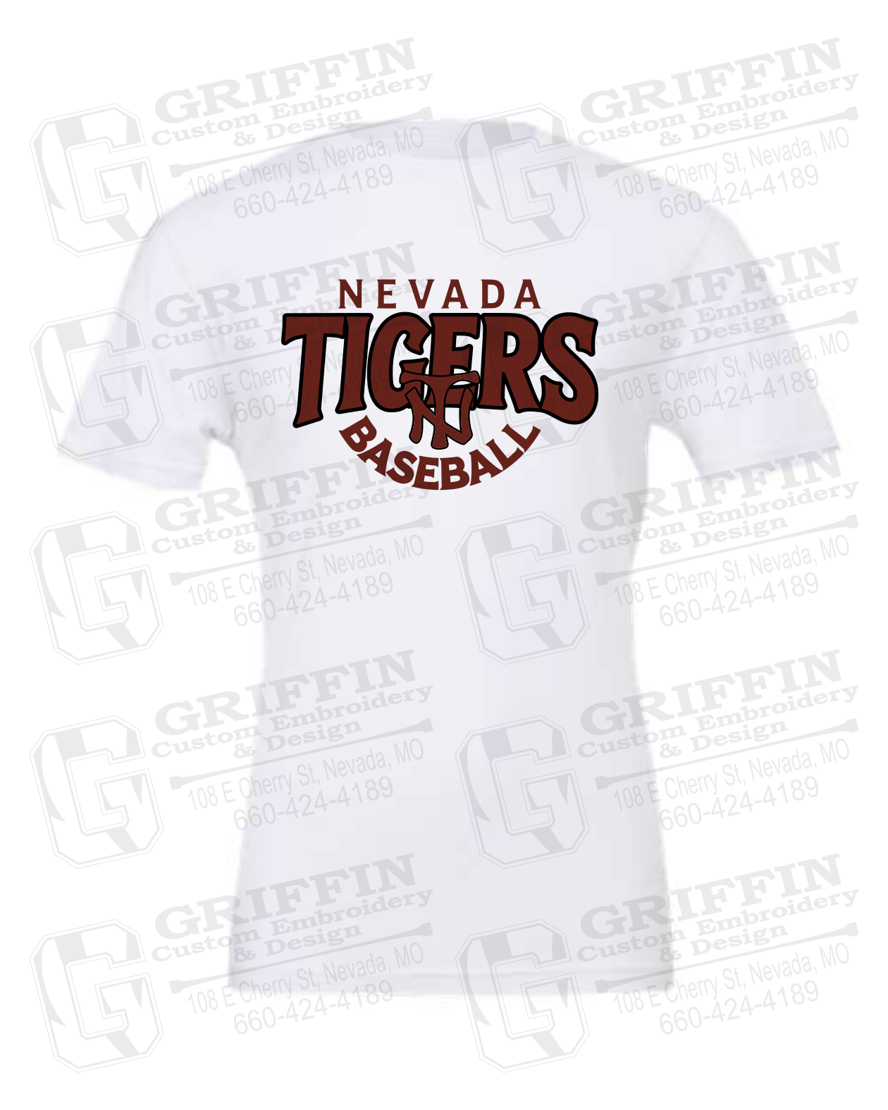 Cotton Short Sleeve T-Shirt - Baseball - Nevada Tigers 26-T