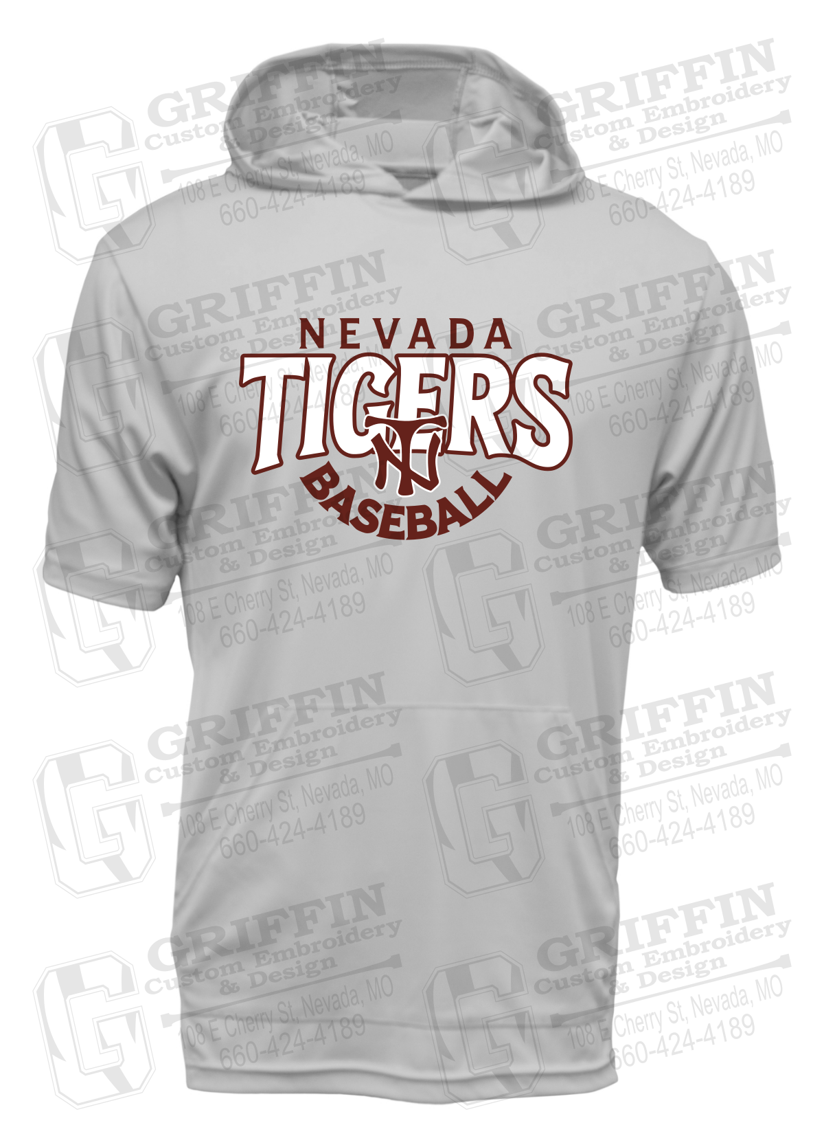 Dry-Fit Short Sleeve T-Shirt Hoodie - Baseball - Nevada Tigers 26-T