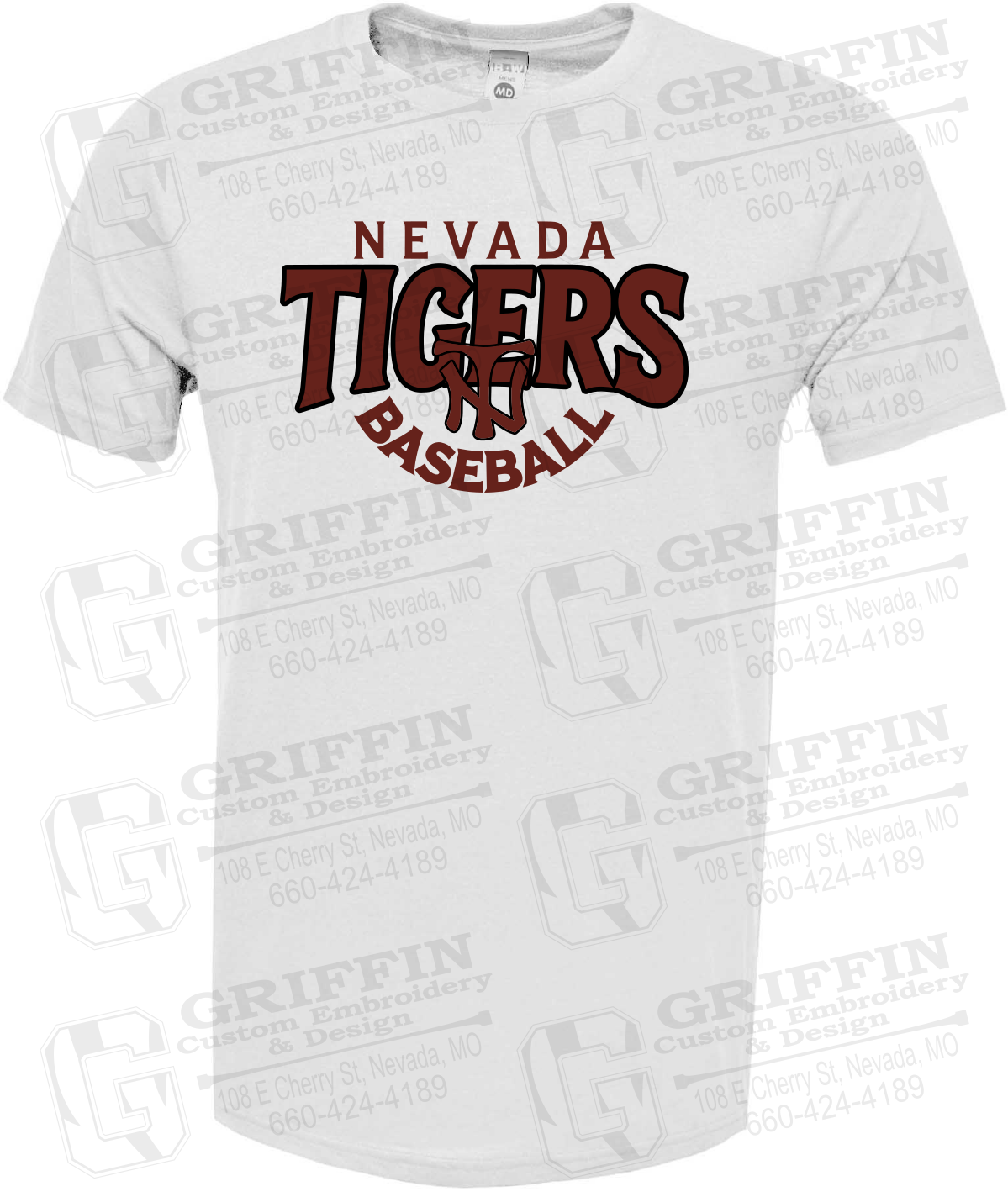 Soft-Tek Short Sleeve T-Shirt - Baseball - Nevada Tigers 26-T