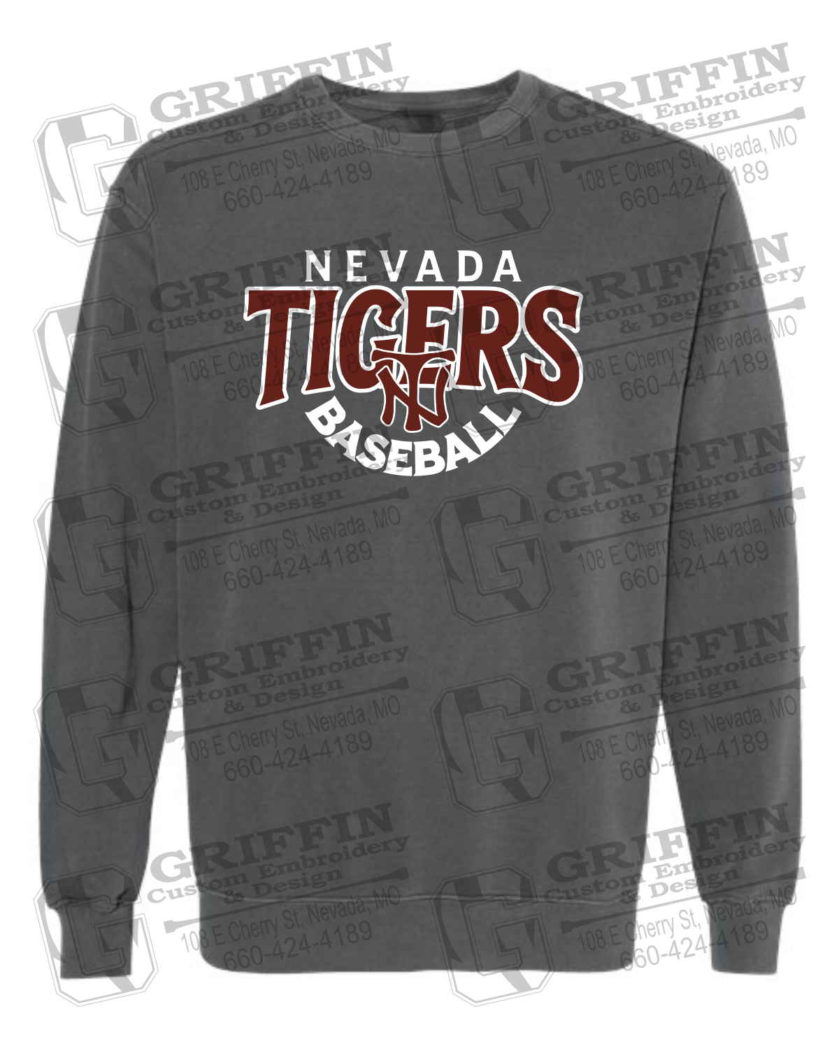 Comfort Colors Crewneck Sweatshirt - Baseball - Nevada Tigers 26-T