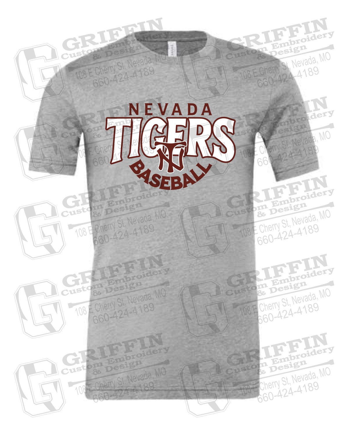 Cotton Short Sleeve T-Shirt - Baseball - Nevada Tigers 26-T