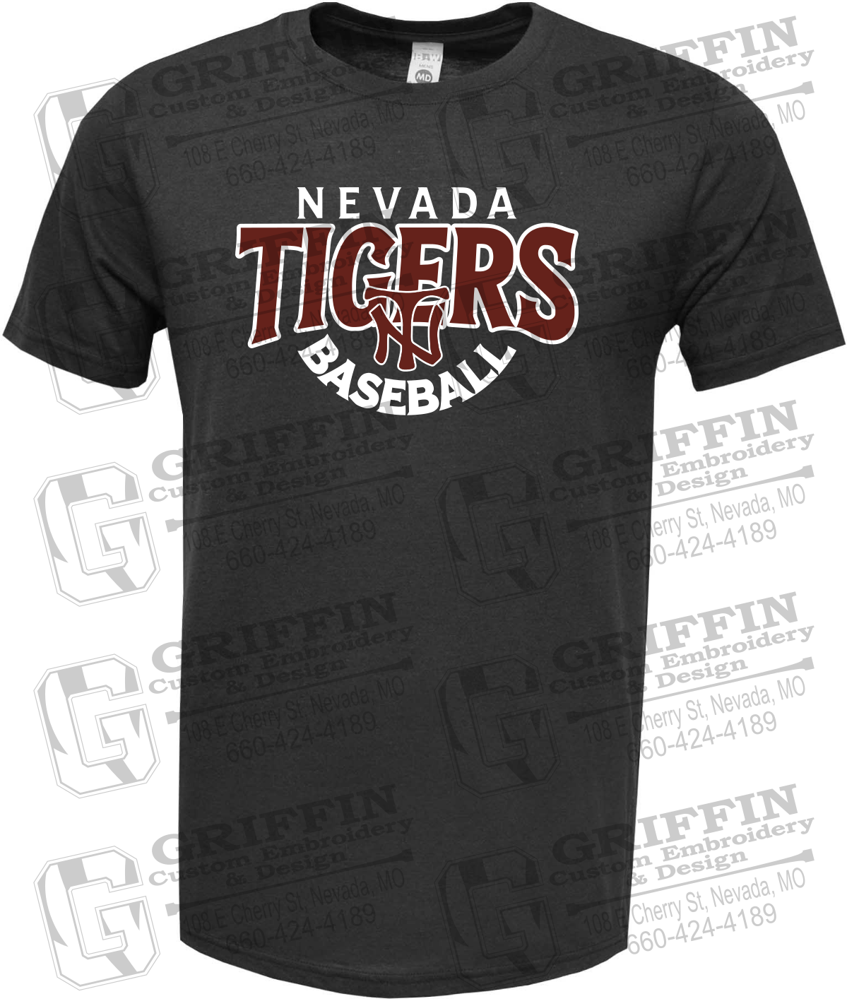 Soft-Tek Short Sleeve T-Shirt - Baseball - Nevada Tigers 26-T