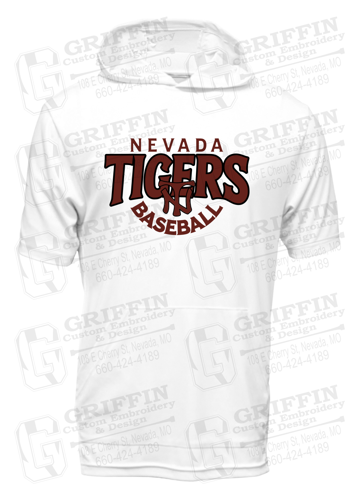 Dry-Fit Short Sleeve T-Shirt Hoodie - Baseball - Nevada Tigers 26-T